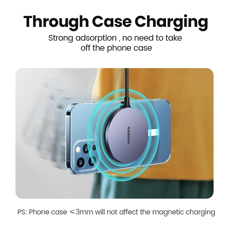 Magnetisk trådløs lader til IPhone med 1.5 kabel