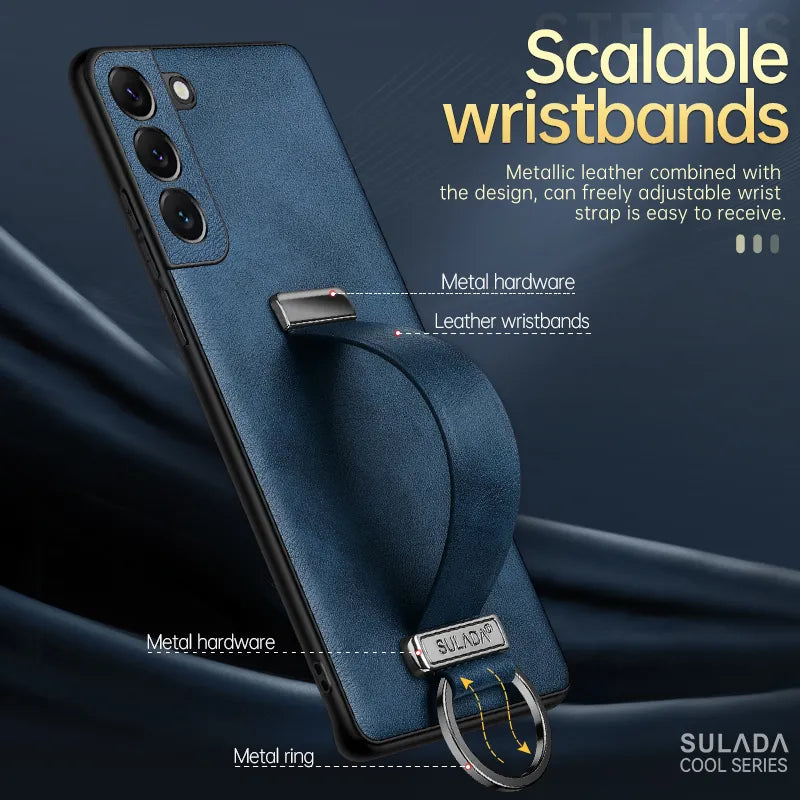 Deksler til Samsung Galaxy S23 Ultra S22 Plus i skinn med armbånd
