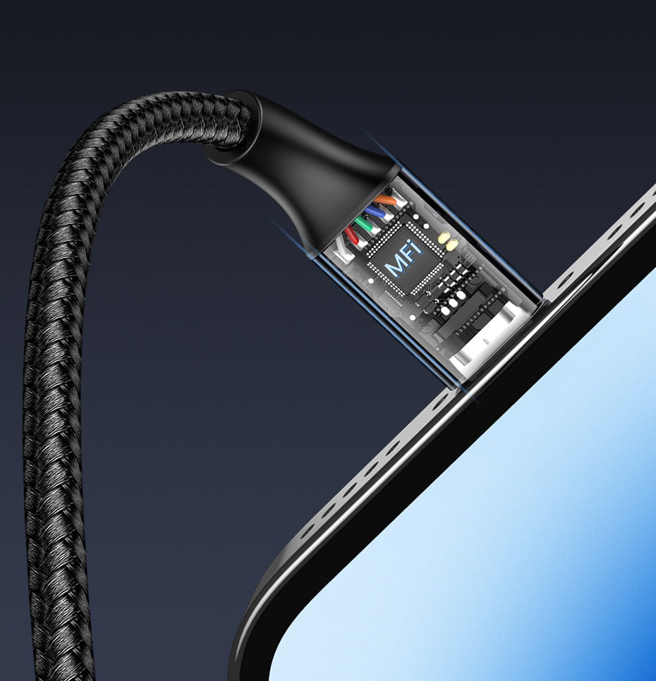 2m MFi USB - Lightning hurtigladekabel til iPhone, iPad, Data